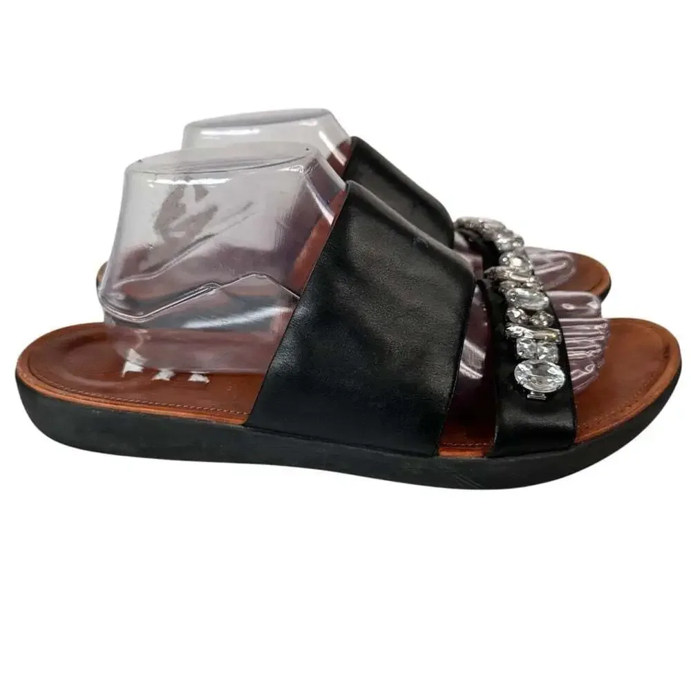 FitFlop Womens Delta Slide Sandals Black Crystal Comfort Casual Shoes Size 11